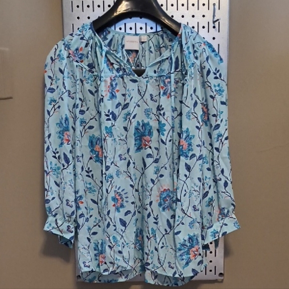 Zac & Rachel Tops - Zac & Rachel Light Blue Floral Blouse